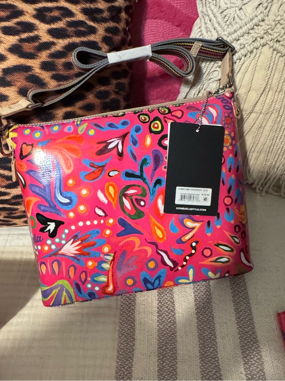 Consuela Ceci Downtown Pink Multicolor Floral-Print Crossbody Bag